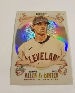 2021 Allen & Ginter Chrome - Shane Bieber - Cleveland Indians - Refractor  - Bild 1 von 2
