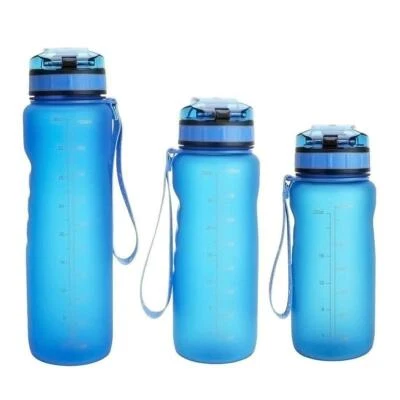 Nuevas botellas de agua portátiles para deportes al aire libre botella de agua redonda de plástico de viaje Foto 1 de 4