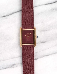 Vintage Cartier Tank Manual Wind 70s Red Laquered Dial 18K Plated 23mm Case. - Picture 1 of 5