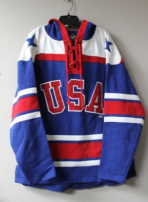 Nuevo NHL TEAM USA MIRACLE ON ICE Lacer estilo peso medio algodón sudadera con capucha para hombre M Foto 1 de 4