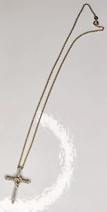 Collar Colgante Cruz Diamante Plata de Ley 925 Chapado en Oro 10K Amor Eterno - Imagen 1 de 5