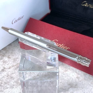 Cartier Ballpoint Pen Santos Steel Lacquer Palladium Finish with Case & Papers - Picture 1 of 15