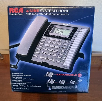 RCA 4-Line Executive Series Expandable System Phone Office 25415RE3 Black - New - Image 1 of 4