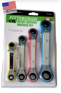 BRAND NEW PITTSBURGH SAE Offset Ratcheting Wrench Set 8 size in 4pc - Picture 1 of 3