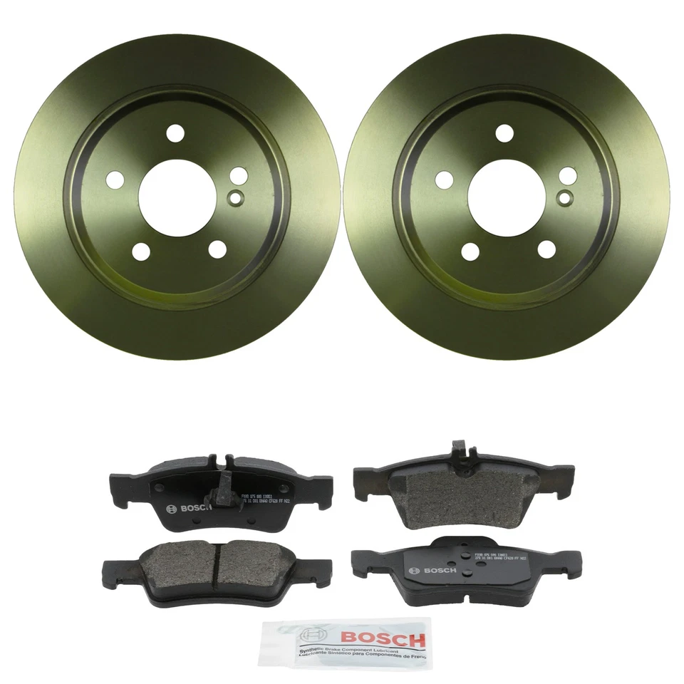 Kit de rotores traseros y pastillas de freno de disco de cerámica Bosch QuietCast para C219 CLS W211 E350 Foto 1 de 1