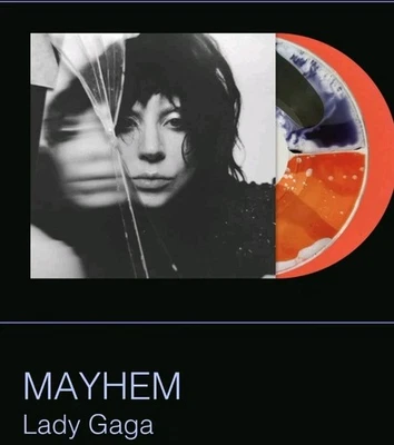 LADY GAGA MAYHEM RARE SPLIT ORANGE & BLACK ETCHED LIQ ORANGE VINYL    PRESALE - Image 1 of 4