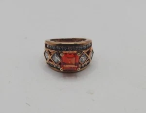 925 Ring Gold Over, Orange Stone, Size 5 - Picture 1 of 3