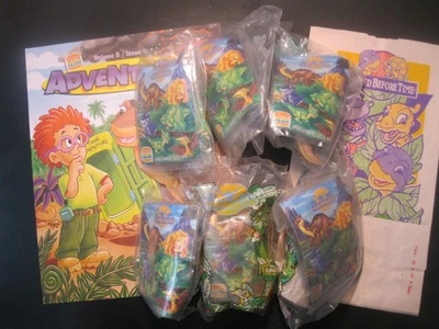 The Land Before Time  "Complete 6 Toy Set Plus Booklet & Bag" Burger King 1997 - Image 1 of 4