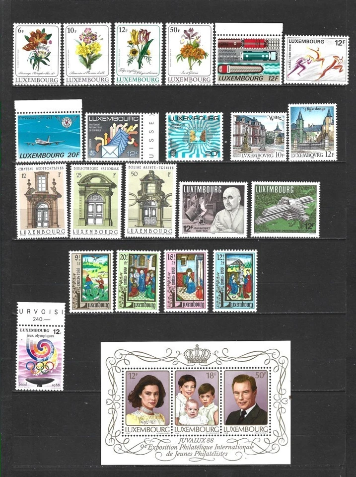 5713 - LUXEMBOURG TIMBRES ANNEE 1988 MNH**  ANNEE COMPLETE  cote : 56.40€ - Photo 1/1
