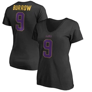 Women's Joe Burrow Black LSU Tigers College Legends Name & Number V-Neck T-Shirt - Picture 1 of 3