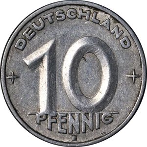 Germany: Democratic Republic 1953-E Ten (10) Pfennig KM#7 VF - Picture 1 of 2