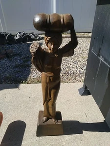 Vintage Handcrafted Woman Figure Carrying - Picture 1 of 12