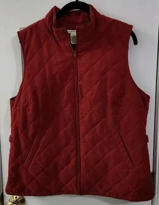 Chaleco de microfibra forrado acolchado con diamantes Orvis talla grande para mujer rojo  Foto 1 de 4