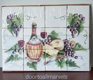 Italian Grapevine Chianti Signed Mural Backsplash Banan Appeal NEW 17"x13" - Picture 1 of 10