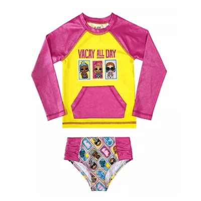 Juego de natación LOL Surprise 2 piezas rosa y amarillo con licencia Foto 1 de 4