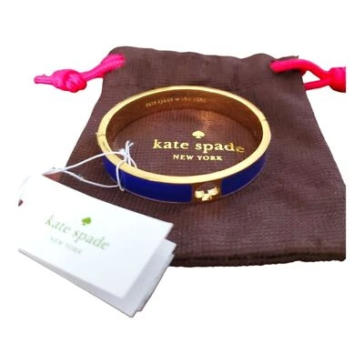 Brazalete Brazalete Kate Spade Indigo y Oro Agujero Punzón Pala 10mm Bisagra Joyería Foto 1 de 4