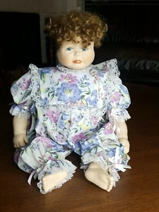 Three Face Puppe Porzellan verschiedene Ausdrücke glücklich schläfrig traurig 19,5" groß ca. - Bild 1 von 6