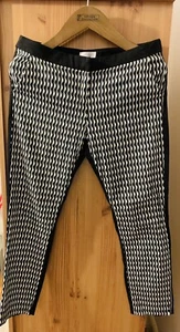 La Rana Barcelone Black & White Cropped Trousers Size 14 - Picture 1 of 4