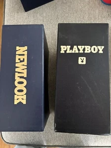 Playboy/Newlook Holder Binder Storage Gold Tones Letters Vintage LOT OF 2 - Imagen 1 de 3