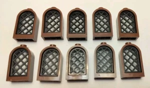 Lego Brown Rounded Castle Windows 1x2x2 2/3 (30044) w Black Lattice 30046  - Picture 1 of 1