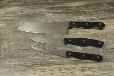 3 Chicago Cutlery Knifes1 Santoku  1 utility, 1 Steak  Stainless Full Tang — 第 1/4 张图片