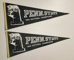 Vintage 1982 Penn State Pennants National Champions Lot of 2 - 30"x11.75" - Picture 1 of 12