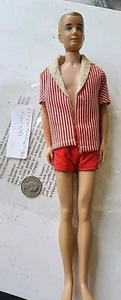Vintage 1962 Mattel Straight Leg Ken Doll #750 Blonde Molded Hair Shirt Shorts - Picture 1 of 11