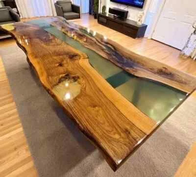 72"x36" Green Clear Epoxy Resin Center Sofa Dining Table Kitchen Slab Conference - Image 1 of 4
