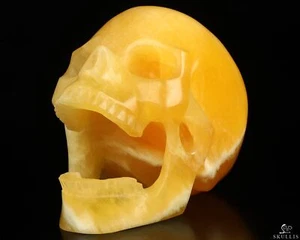 5.2" Beeswax Jade Hand Carved Laughing Crystal Skull Sculpture, Crystal Healing - Picture 1 of 8
