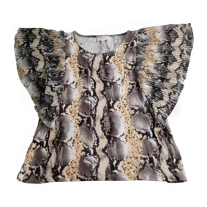 Witchery Top Blouse Size XXS Snake Print With Pleated Flutter Sleeve Season 2020 - Bild 1 von 8