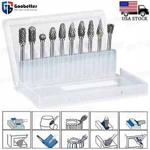 1/8'' Double Cut Tungsten Steel Carbide Rotary Burr Die Grinder Shank Bit Set US - Picture 1 of 16