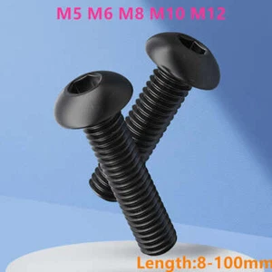 Button Head Allen Bolt Black Socket Screws High Tensile 12.9 M5 M6 M8 M10 M12 - Picture 1 of 12