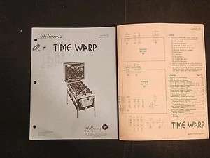 Williams TIME WARP Pinball Instruction Booklet/Handbook + Manual - Picture 1 of 13