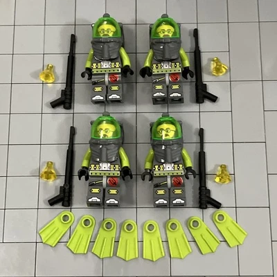 LEGO Atlantis Deep Sea Diver Jeff minifigure 8077 8075 Lot Of 4 D3 33 - Image 1 of 2