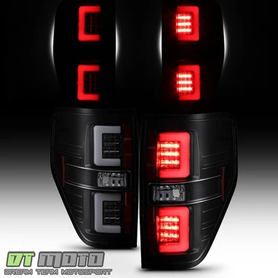 Black Smoked 2009-2014 Ford F150 F-150 Pickup LED Tube Tail Lights Brake Lamps - Image 1 of 4