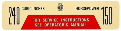 Air Cleaner Decal For 1968-1970 Mercury Montego; 240 Cubic Inches/150 HP - Image 1 of 2