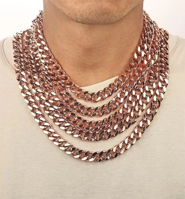 Collar de cadena cubana de cobre macizo puro para hombre collar de artritis de jinete con eslabones Foto 1 de 4