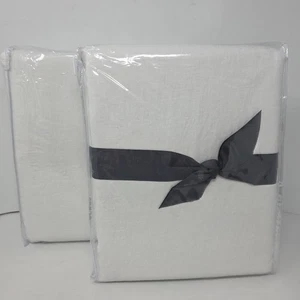 Pottery Barn Belgian Flax Linen set of 2 Curtains 50"x96" White New Blackout - Picture 1 of 2