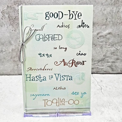 Tarjeta de despedida American Greetings 5x7 verde plata cordón grabado falta Foto 1 de 4