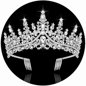 Tiara y Coronas de Plata CURASA para Mujer Corona Reina de Cristal, Boda  - Imagen 1 de 7