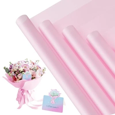  20 Hojas Papel de Envolver Flores, Papel de Envolver Floral Impermeable, Rosa Claro Foto 1 de 4