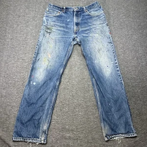 Levis 505 Jeans Mens 34x30 Regular Fit Straight Leg Denim Distressed Thrashed - Picture 1 of 12