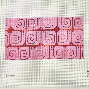 Mopsey Designs hand painted needlepoint canvas 18ct Pink Red Snails 6x3 Insert - Picture 1 of 1