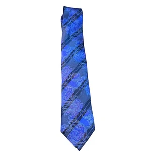 Cravatta collo Ermenegildo Zegna uomo blu 100% seta stampa a righe - Foto 1 di 5