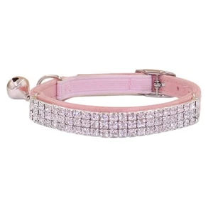 Rhinestones Cat Dog Collar Soft Velvet Safe Adjustable Collar Bling Diamante ... - Picture 1 of 6