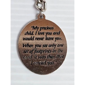 Vintage Footprints in the Sand Solid Metal Keychain - Picture 1 of 3
