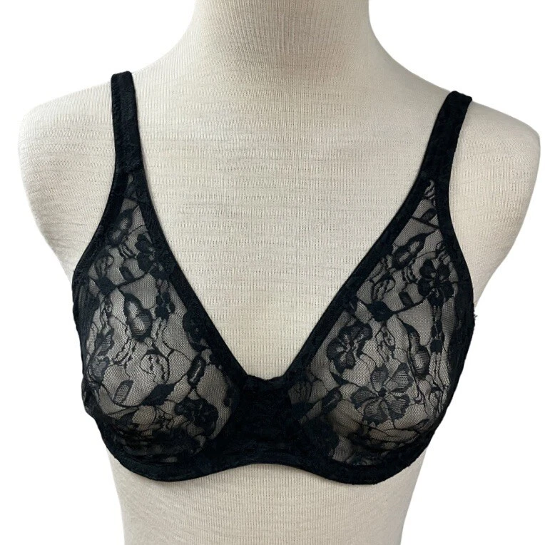Sujetador floral de encaje negro Gilligan & O’Malley TALLA 34C #17730 correa ajustable Foto 1 de 4