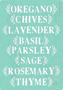 Herb Stencil, Kitchen, Garden Stencil, Basil, Lavender, Pochoir aux herbes .36 - Picture 1 of 2