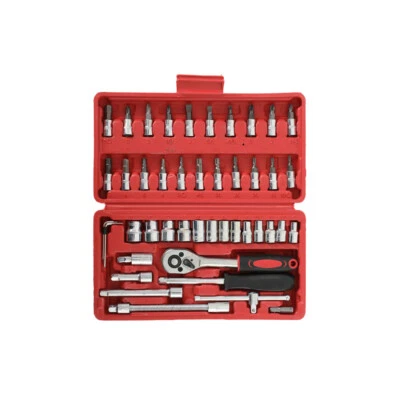 Socket Wrench Set 1/4" Drive Ratchet Metric Kit 46Pcs Garage Car Repair Tool - Image 1 of 4