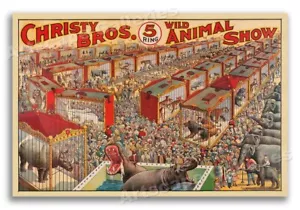 1929 Christy Bros Wild Animal Show Vintage Style Circus Poster - 24x36 - Picture 1 of 3
